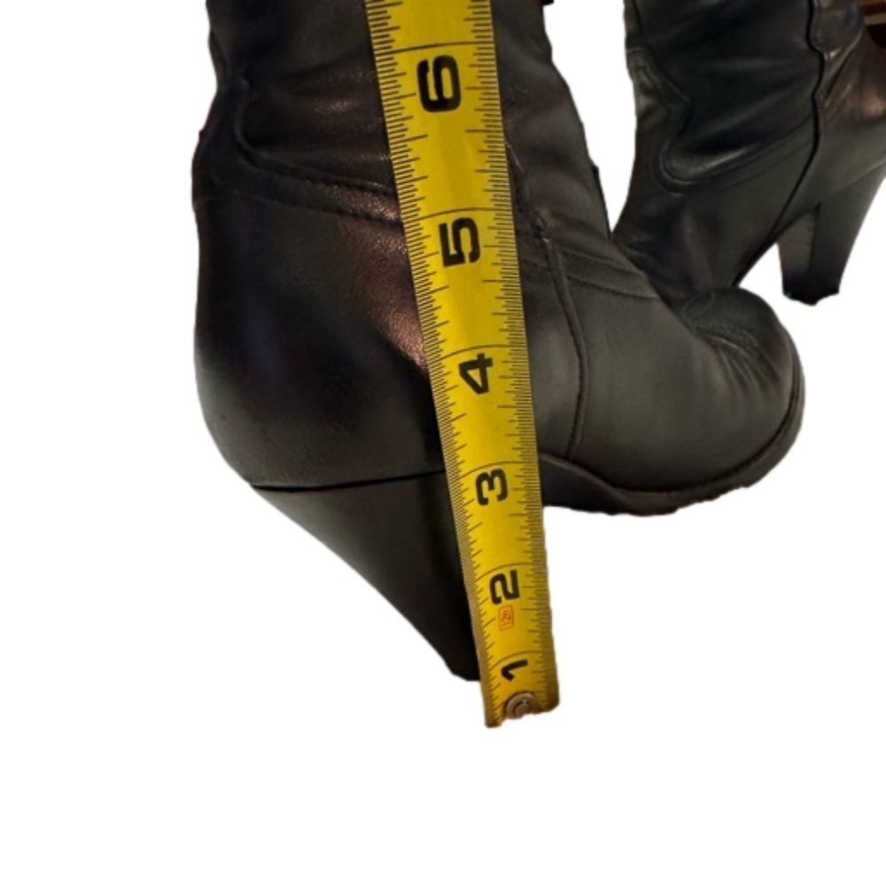 Jessica Simpson Daisy Black Leather Cowgirl Boots Size 7.5 Slouchy Almond Toe - Picture 9 of 13